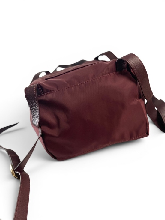 Levenger Burgundy Nylon Leather Backpack Drawstring Lightweight Travel Work Bag Levenger Burgundy Nylon Leather Backpack Drawstring  main image 4